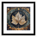 Framed wall art featuring a botanical design with flowers and leaves, highlighted by a sleek black mat. Perfect for adding a modern touch to home decor.