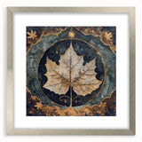 Silver-framed wall art featuring a botanical design with vibrant flowers and green leaves, elegantly matted for a modern decor style, ideal for home or office.