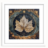 Framed wall art featuring a vibrant design of flowers and botanical leaves, set against a white mat. The piece adds a modern touch to home decor, ideal for nature lovers.