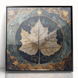 Framed wall art featuring a vibrant design of flowers and botanical leaves, set in a sleek black frame, perfect for enhancing modern interiors.