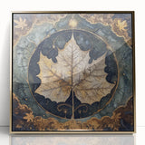 Framed wall art featuring a vibrant floral design with gold-accented leaves, set against a white background, ideal for modern home decor and enhancing interior aesthetics.