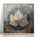 Framed acrylic wall art showcasing a vibrant floral and botanical design with green leaves and colorful flowers, set against a clean white background, perfect for home decor.