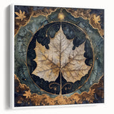 Framed canvas wall art displaying a vibrant floral design with green leaves on a white background, capturing a modern aesthetic for home decor. Perfect for adding a touch of nature to any room.