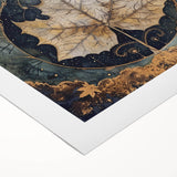 Rolled canvas artwork showcasing a vibrant floral and botanical design, featuring intricate leaves in shades of green and colorful flowers, ideal for home decor.