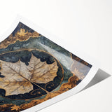 Rolled print showcasing a vibrant floral design with colorful flowers and leaves, perfect for home decor, packaged securely in a cardboard tube for easy display.