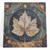 Vibrant wall art featuring an intricate design of colorful flowers and botanical leaves on stretched canvas, elegantly leaning against a neutral wall, perfect for home decor.