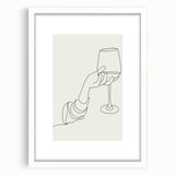 Abstract art print featuring swirling patterns in monochrome shades, framed with a white mat, suitable for dining room decor.