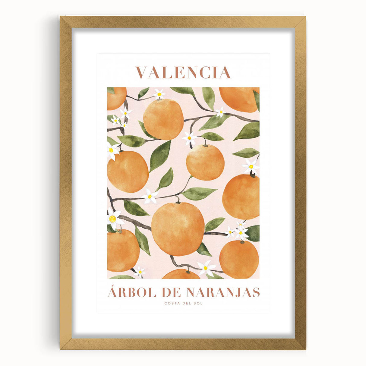 Extra large abstract art print featuring textured fruits in vibrant colors on a gold-framed canvas.