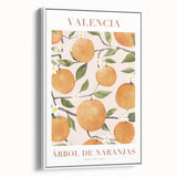 Vintage poster art featuring colorful fruits on a black background, framed canvas, ideal for living room decor.