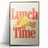 Large art print featuring a mid-century modernist food-inspired design in gold and white tones on acrylic.