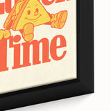 Extra large black wall art on canvas featuring a colorful, textured depiction of various foods, ideal for living room decor.