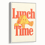 Vintage poster art featuring colorful culinary motifs on a black background, framed canvas, ideal for living room decor.