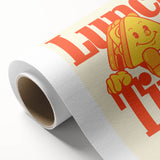 Art deco poster featuring a stylized fruit bowl in muted pastel colors on rolled canvas.