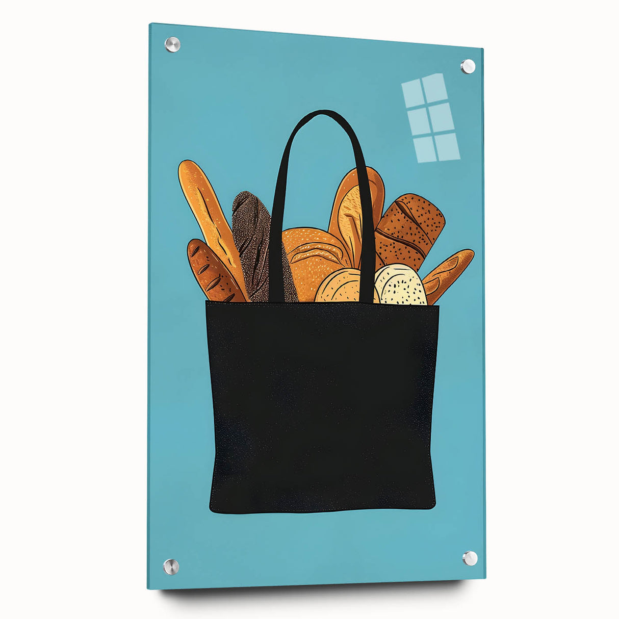 Acrylic print of assorted pastries in soft pastel shades, ideal for dining room decor.