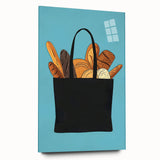 Large abstract wall art featuring assorted pastries in vibrant colors on acrylic glass.
