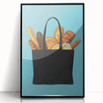 Large abstract wall art featuring assorted pastries in muted tones on a framed acrylic, ideal for kitchen decor.