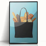 Large abstract wall art featuring assorted pastries in muted tones on a framed acrylic, ideal for kitchen decor.