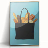 Framed acrylic print featuring an array of pastries in a mid-century modernist style with gold accents.