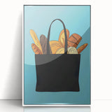 Art deco poster of assorted pastries in pastel shades, framed in white acrylic, ideal for nursery wall art.