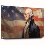 George Washington & USA Flag - Independence Day Wall Art Print