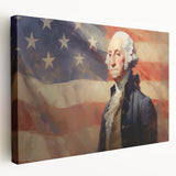 George Washington & USA Flag - Independence Day Wall Art Print