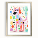 Playful Dog Kids Room Wall Art – Framed Art for Children's Rooms