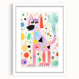 Playful Dog Kids Room Wall Art – Framed Art for Children's Rooms