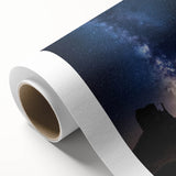 Desert landscape rolled canvas art showcasing vibrant hues of orange and yellow, depicting a serene sunset over sand dunes, perfect for home decor.