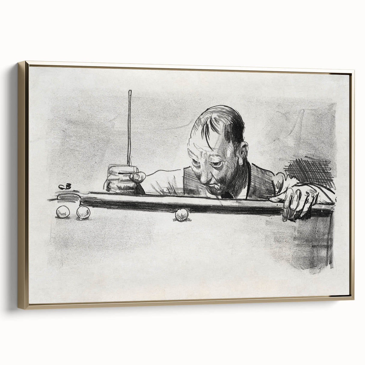 Expressive Sketch of Pool Player - Modern Art Print by George Bellows