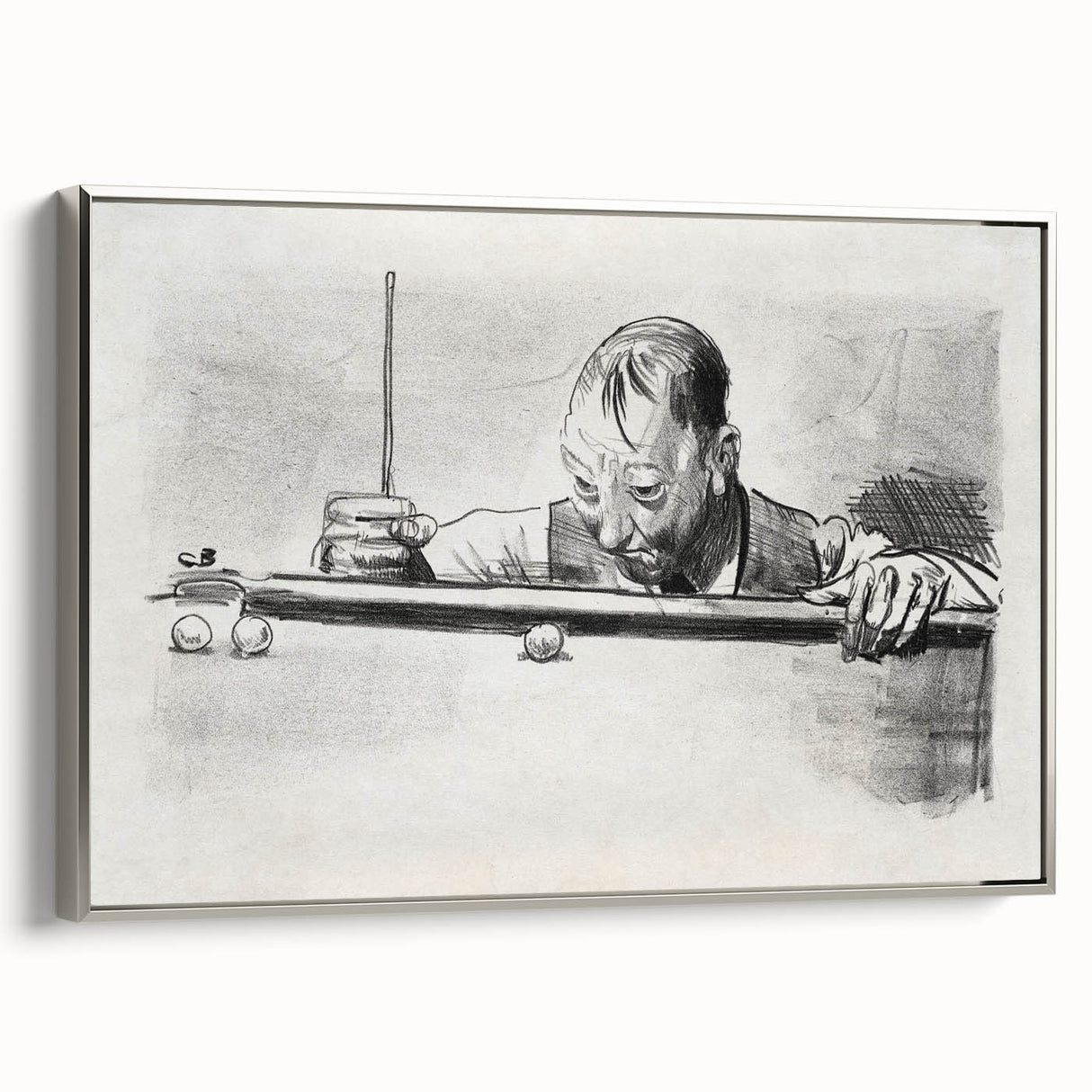 Expressive Sketch of Pool Player - Modern Art Print by George Bellows