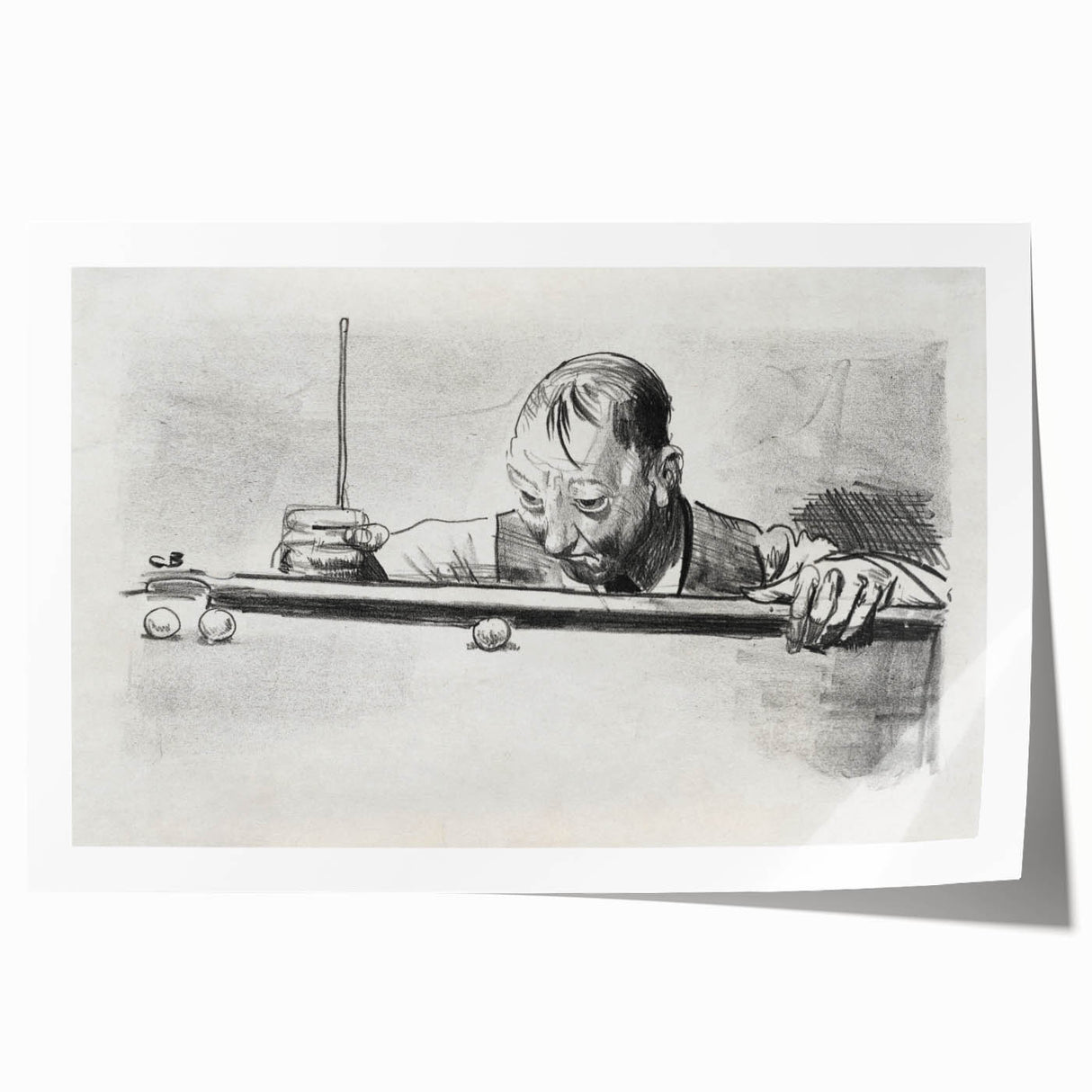 Expressive Sketch of Pool Player - Modern Art Print by George Bellows