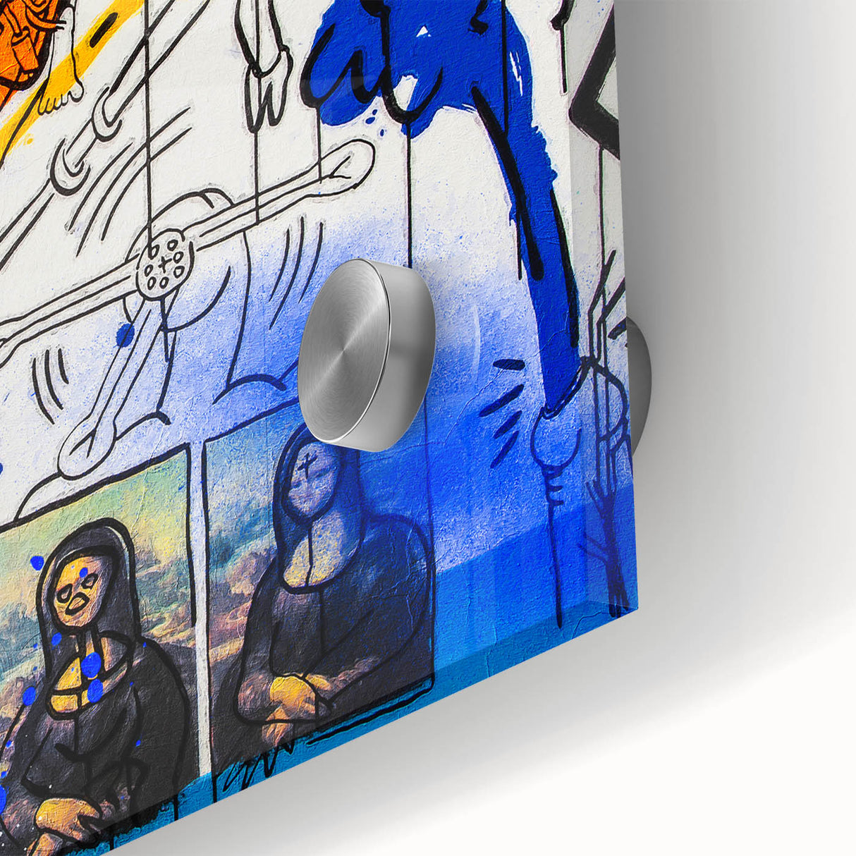 Colorful Pop Art Wall Art - Blue, Orange, and Black Canvas Print