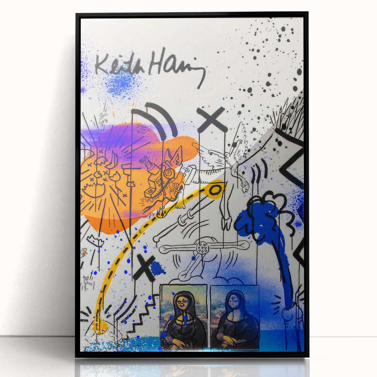 Colorful Pop Art Wall Art - Blue, Orange, and Black Canvas Print
