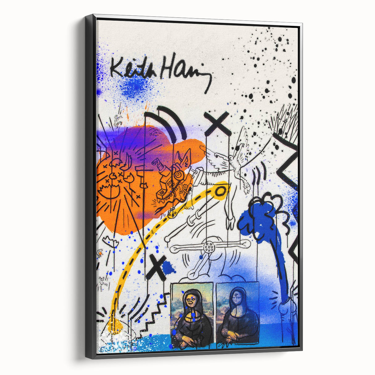 Colorful Pop Art Wall Art - Blue, Orange, and Black Canvas Print