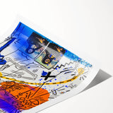 Colorful Pop Art Wall Art - Blue, Orange, and Black Canvas Print