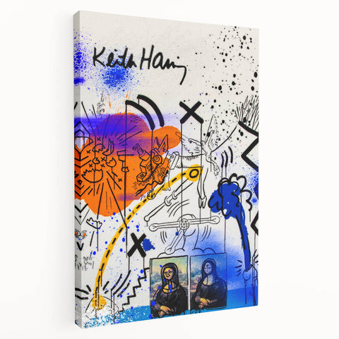 Colorful Pop Art Wall Art - Blue, Orange, and Black Canvas Print