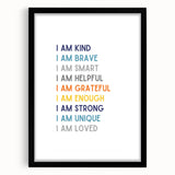 I Am Affirmation Typography Art – Motivational Wall Decor