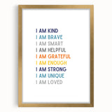 I Am Affirmation Typography Art – Motivational Wall Decor