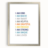 I Am Affirmation Typography Art – Motivational Wall Decor