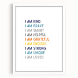 I Am Affirmation Typography Art – Motivational Wall Decor