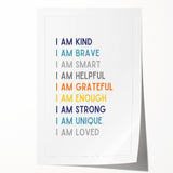 I Am Affirmation Typography Art – Motivational Wall Decor