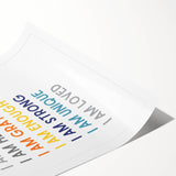 I Am Affirmation Typography Art – Motivational Wall Decor