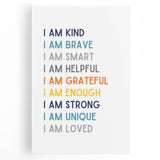 I Am Affirmation Typography Art – Motivational Wall Decor
