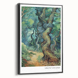 Black and white impressionist landscape painting on framed canvas, ideal for bedroom wall art.
