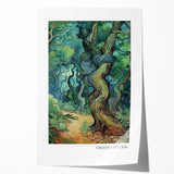 Impressionist floral painting by Van Gogh on a rolled canvas, featuring vibrant blues and yellows.