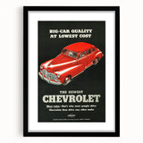 Vintage Chevrolet Car Ad Poster | Retro 1940s Auto Art