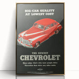 Vintage Chevrolet Car Ad Poster | Retro 1940s Auto Art