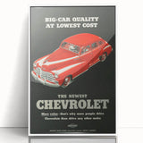 Vintage Chevrolet Car Ad Poster | Retro 1940s Auto Art
