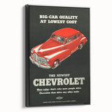 Vintage Chevrolet Car Ad Poster | Retro 1940s Auto Art