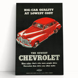 Vintage Chevrolet Car Ad Poster | Retro 1940s Auto Art